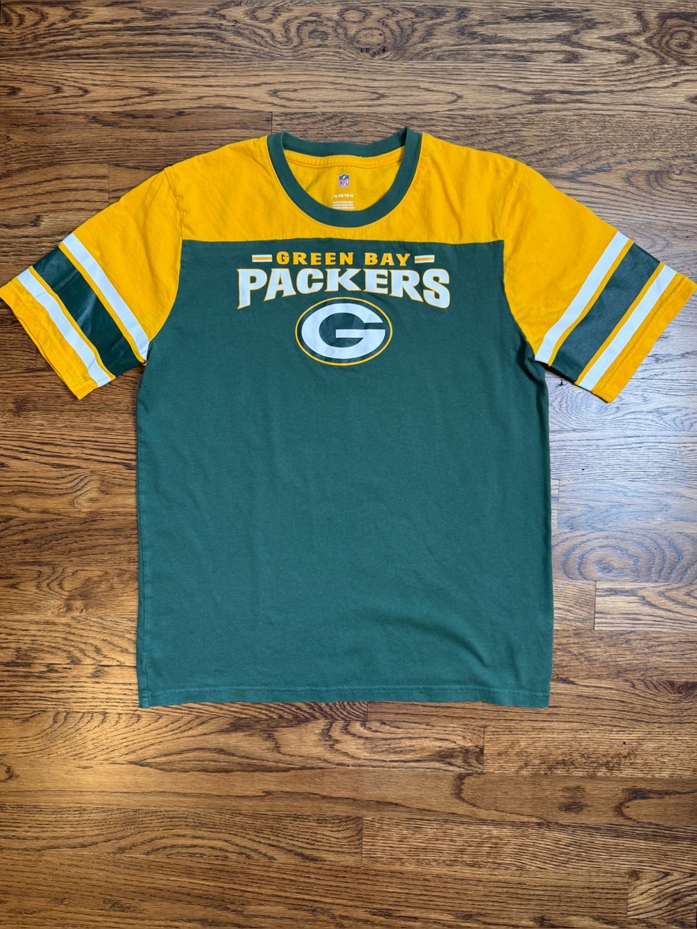 NFL Boys Green Bay Packers Green and Gold Short Sleeve Jersey Tee XL 18